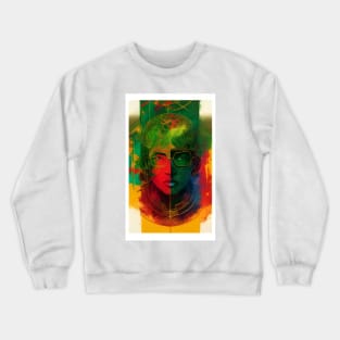 Abstract Face Red Gold Green Crewneck Sweatshirt